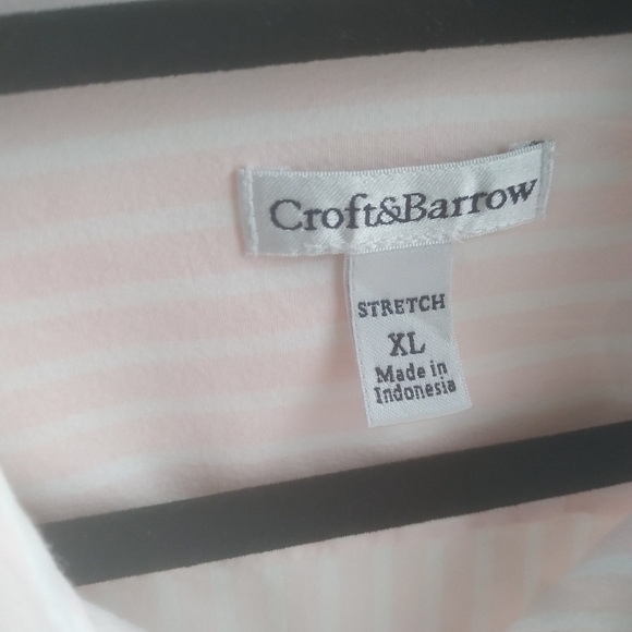 Pink & white striped 3/4 sleeve button down shirt - Picture 2 of 4